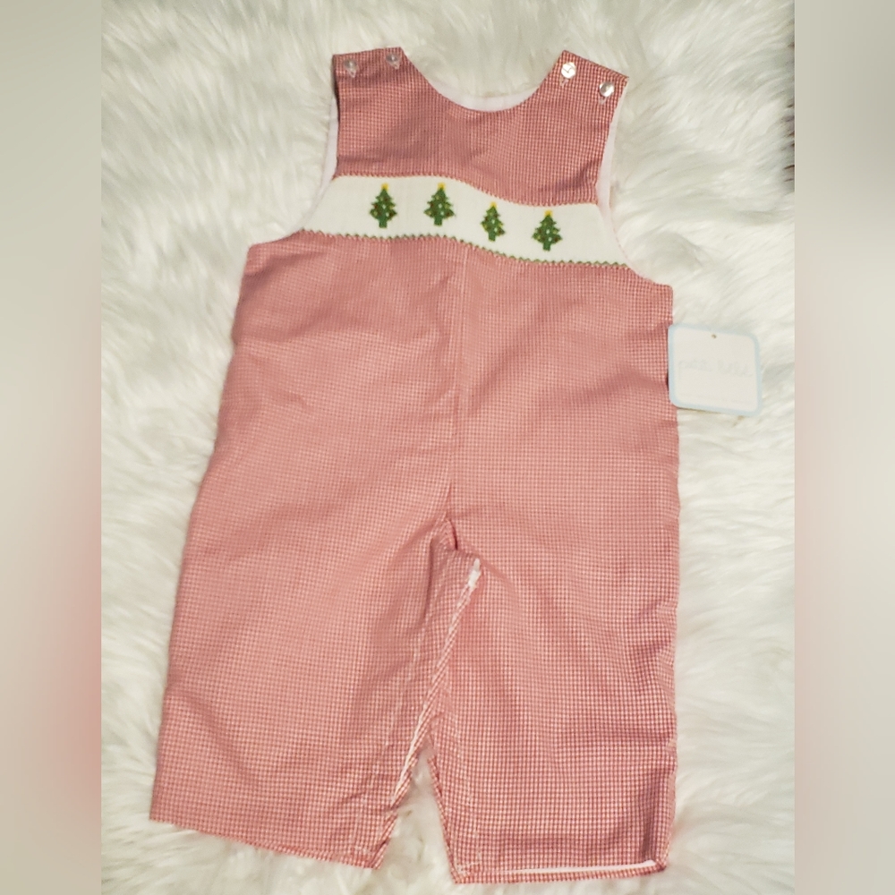 Boys Christmas smocked overalls